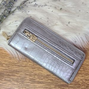 Anne Klein metallic silver leather zip up wallet